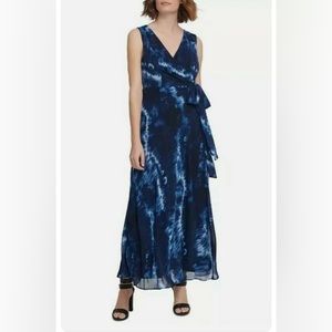 DKNY full length tie-die chiffon sleeveless dress size 12